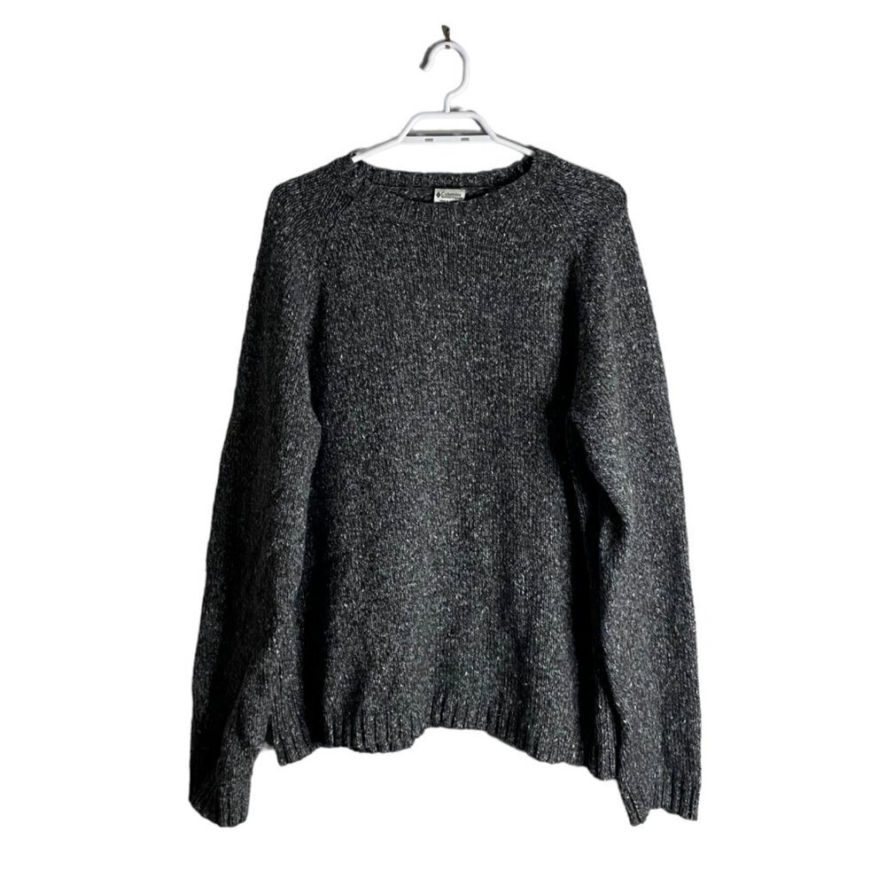 Columbia Men's Black Marled Crewneck Wool Blend Knit Sweater